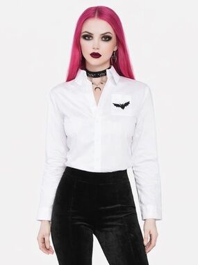 The Grave Girls Gothic Dolls Kill Bat Button Up Top 🦇
